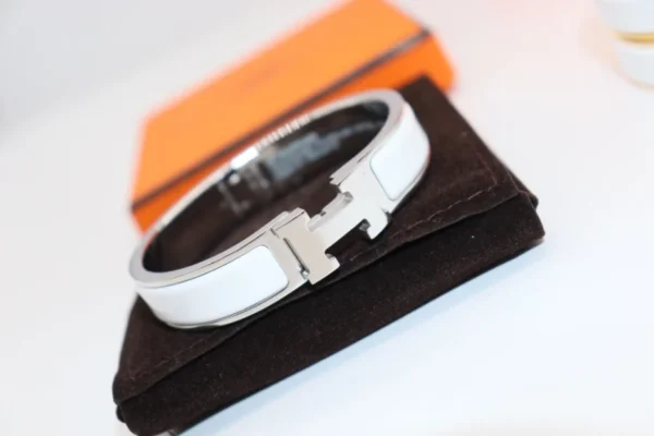 Fake Hermes Bracelet, Clic H bracelet Dupe, White Enamel Bracelet, Three Color - Image 3