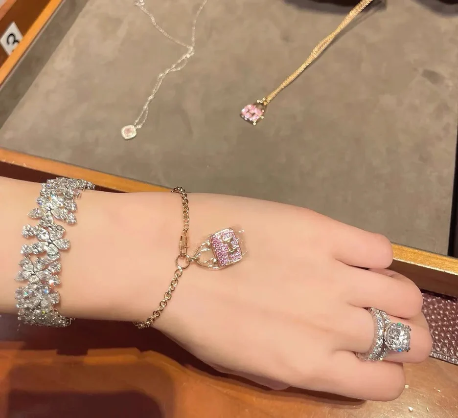 Hermes Pink Diamond Bag Bracelet - Image 4