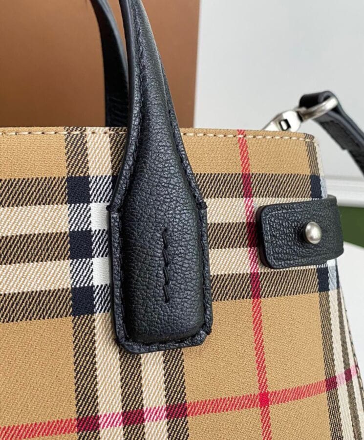 Burberry Banner Small Vintage Check Tote Bag Black - Image 10