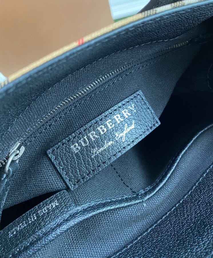 Burberry Banner Small Vintage Check Tote Bag Black - Image 5