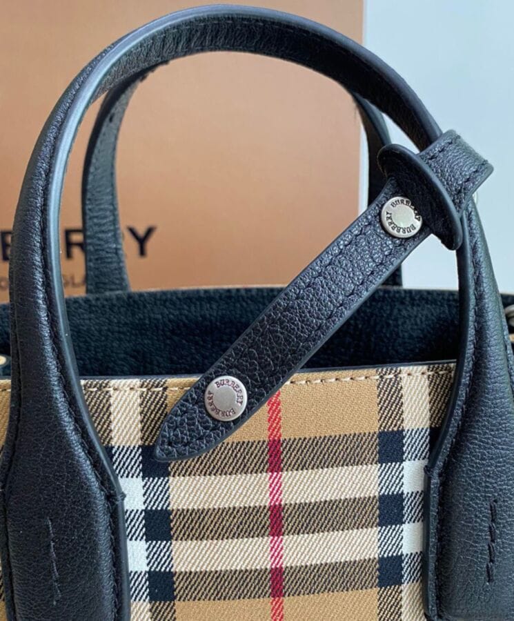 Burberry Banner Small Vintage Check Tote Bag Black - Image 8
