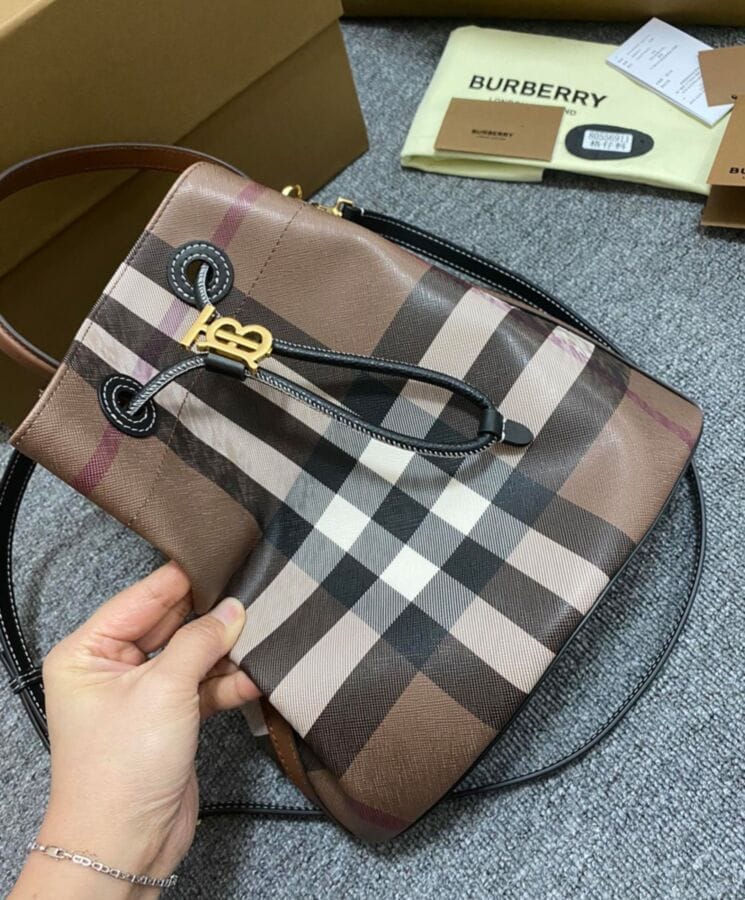 Burberry Small TB Bucket Bag Coffee - Image 7