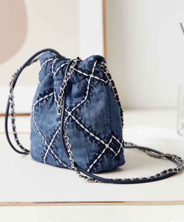 Chanel 22 Mini Handbag AS3980 Blue - Image 8