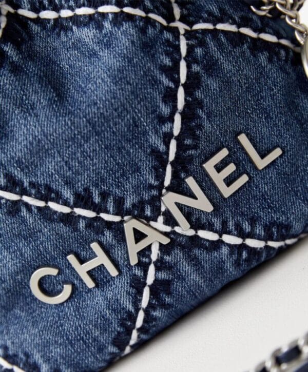 Chanel 22 Mini Handbag AS3980 Blue - Image 6