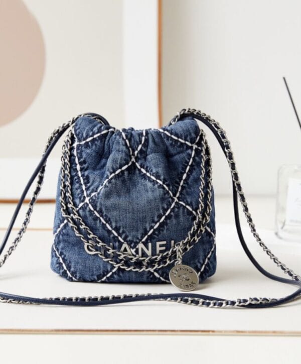Chanel 22 Mini Handbag AS3980 Blue - Image 5