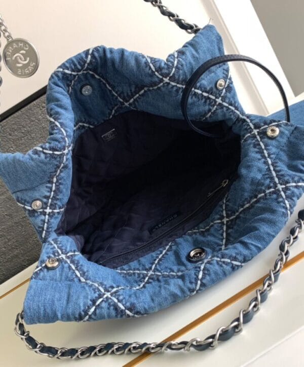 Chanel 22 Small Handbag AS3260 Blue - Image 8