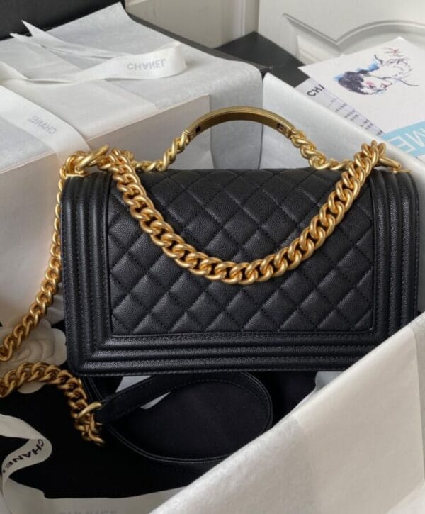 Chanel Boy Chanel Flap Bag With Handle A94804 Black - Image 4