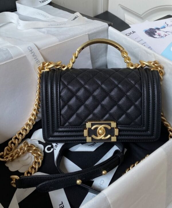 Chanel Boy Chanel Handbag With Handle A94805 Black - Image 4