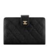 Chanel Caviar Quilted Zip Pocket Wallet Black