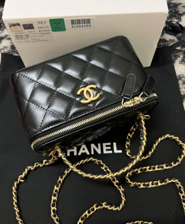 Chanel Chain Makeup Bag AP3012 Black - Image 7