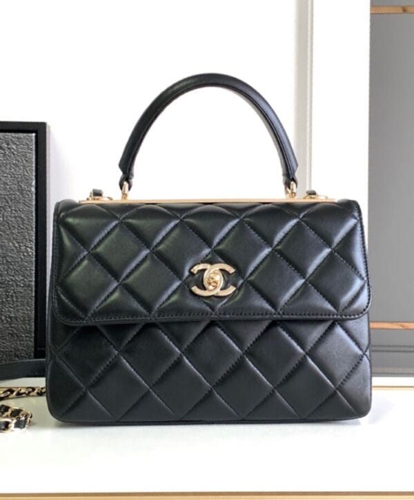 Chanel Flap Bag With Top Handle A92236 Black - Image 4