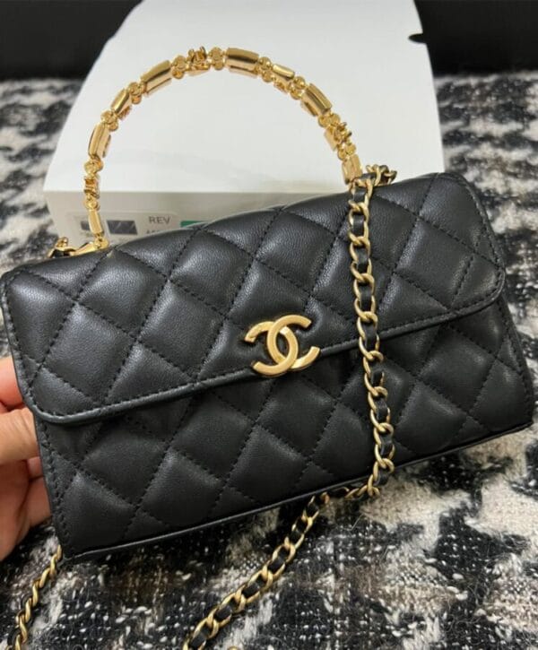 Chanel Flap Phone Holder With Chain AP2946 Black - Image 3