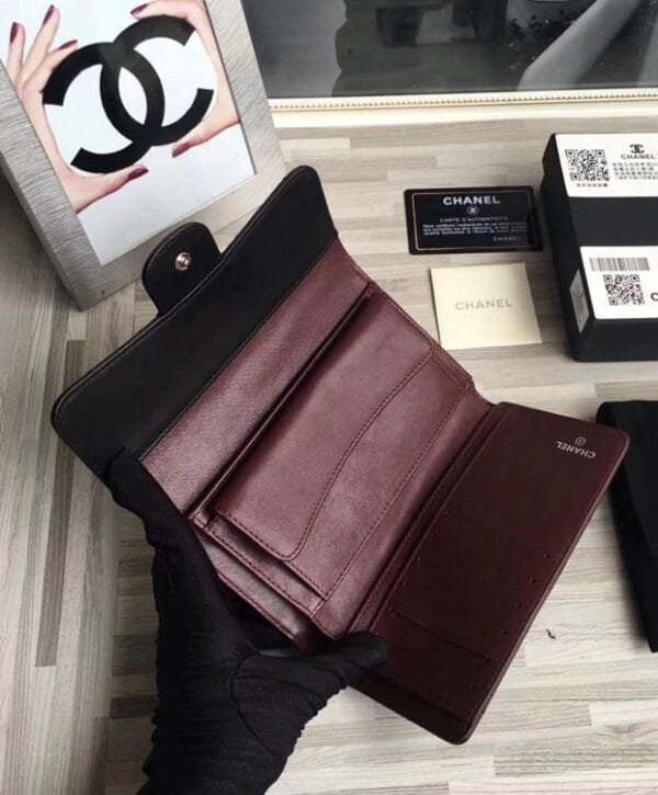 Chanel Lambskin Quilted Large Flap Wallet Black - Image 6