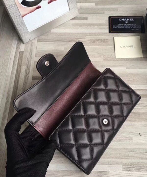 Chanel Lambskin Quilted Large Flap Wallet Black - Image 5