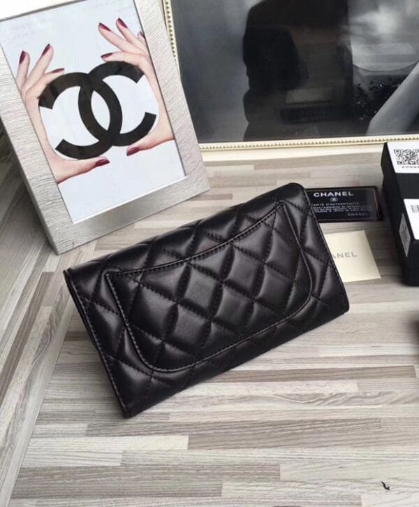 Chanel Lambskin Quilted Large Flap Wallet Black - Image 4