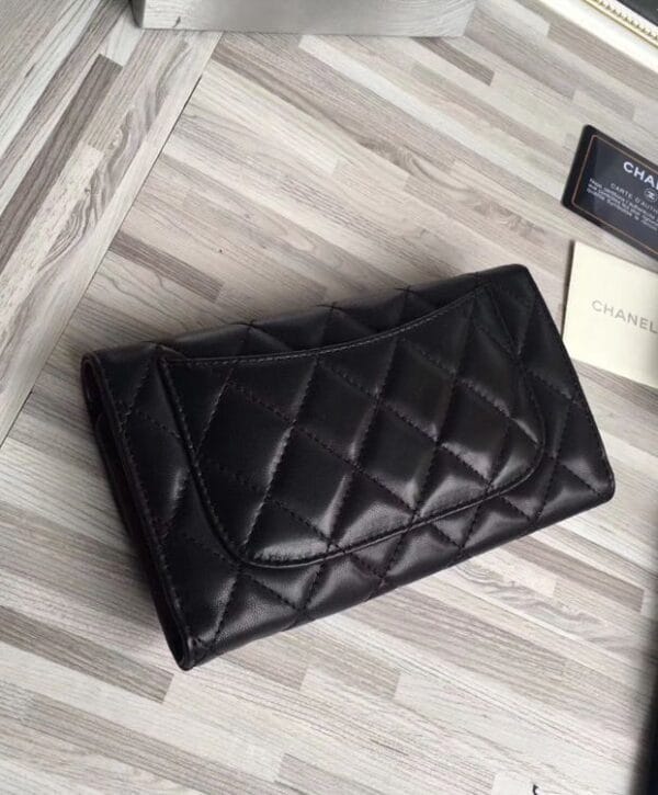Chanel Lambskin Quilted Large Flap Wallet Black - Image 2