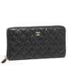 Chanel Matrasse Around Zipper Long Wallet Black