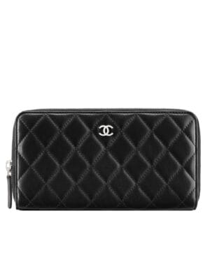 Chanel Matrasse Around Zipper Long Wallet Black