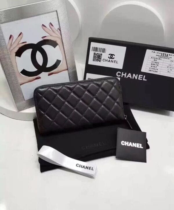 Chanel Matrasse Around Zipper Long Wallet Black - Image 4