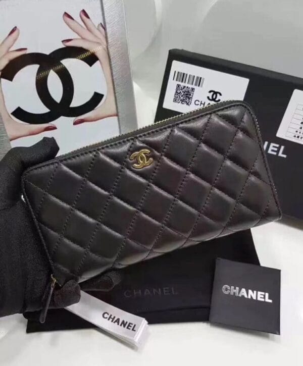 Chanel Matrasse Around Zipper Long Wallet Black - Image 5