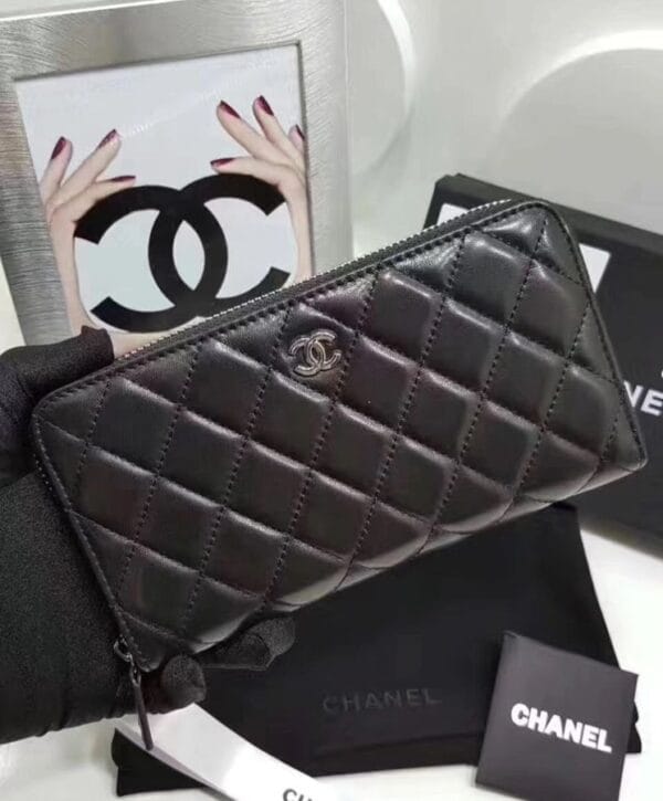 Chanel Matrasse Around Zipper Long Wallet Black - Image 3