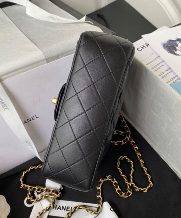 Chanel Mini Flap Bag With Top Handle AS2431 Black - Image 9