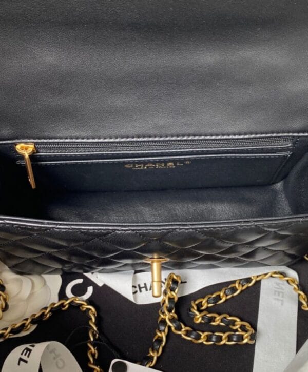 Chanel Mini Flap Bag With Top Handle AS2431 Black - Image 8