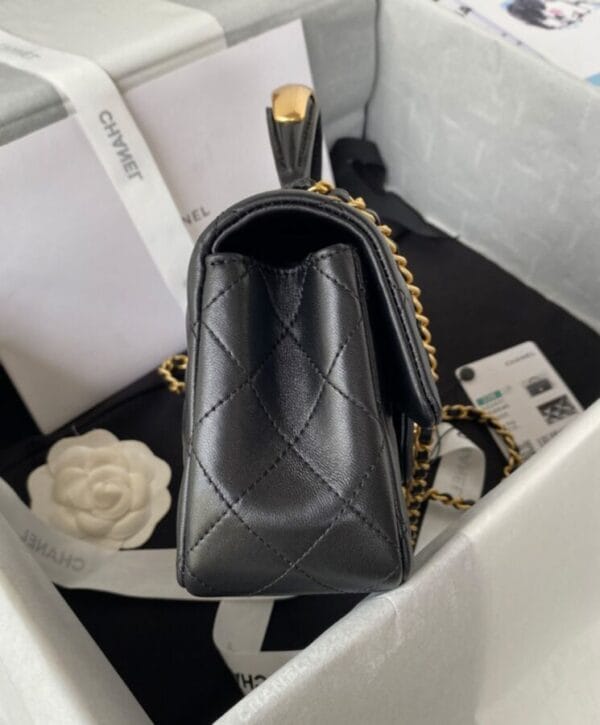 Chanel Mini Flap Bag With Top Handle AS2431 Black - Image 4