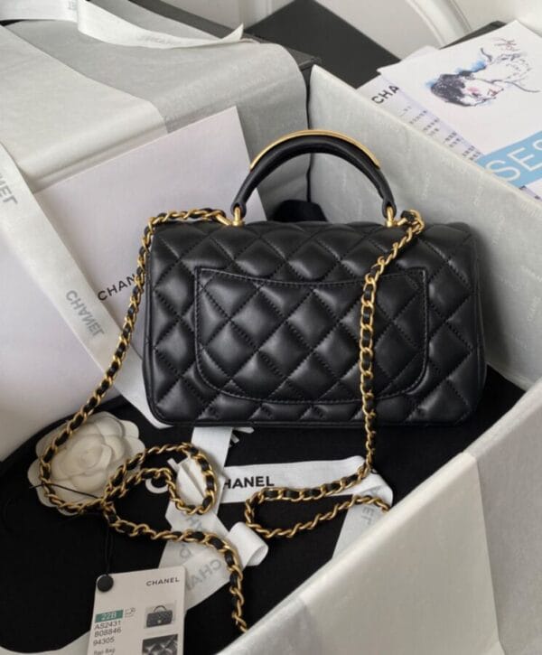 Chanel Mini Flap Bag With Top Handle AS2431 Black - Image 3