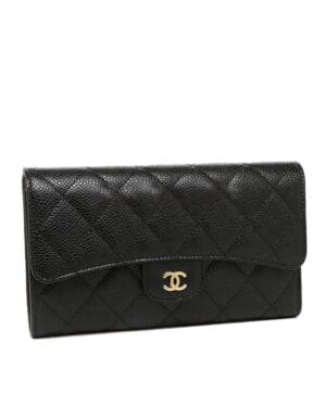 Chanel Quilted Flap Wallet in Caviar A31506 Black