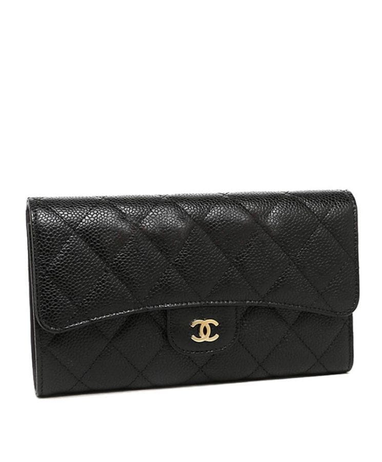 Chanel Quilted Flap Wallet in Caviar A31506 Black