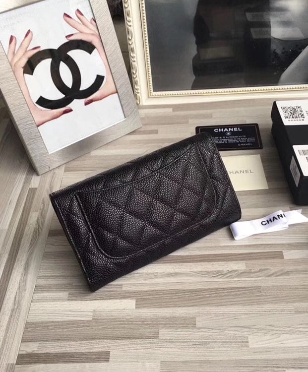 Chanel Quilted Flap Wallet in Caviar A31506 Black - Image 8