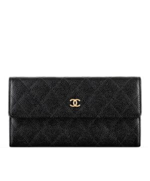 Chanel Quilted Flap Wallet in Caviar Black
