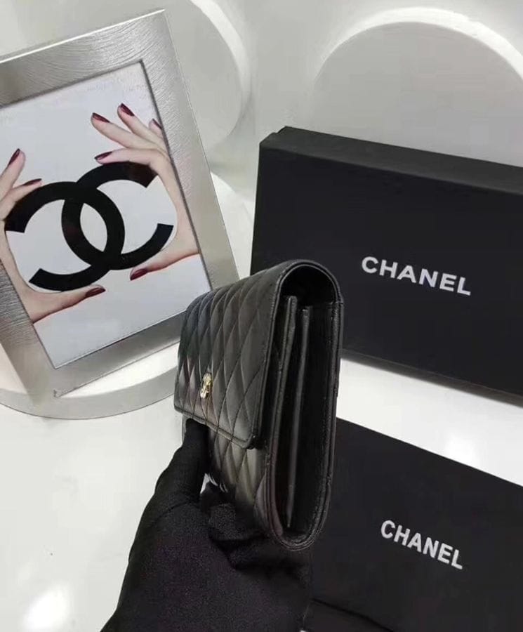 Chanel Rectangle Quilted Wallet in Lambskin Black - Image 6