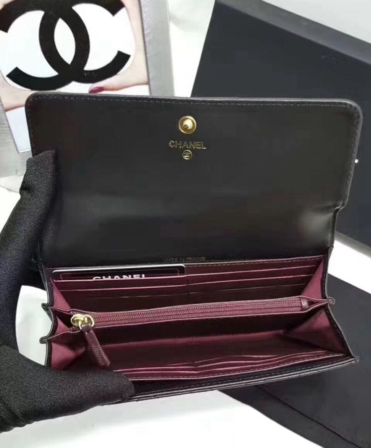 Chanel Rectangle Quilted Wallet in Lambskin Black - Image 5