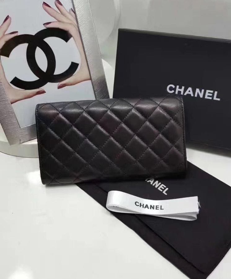 Chanel Rectangle Quilted Wallet in Lambskin Black - Image 4