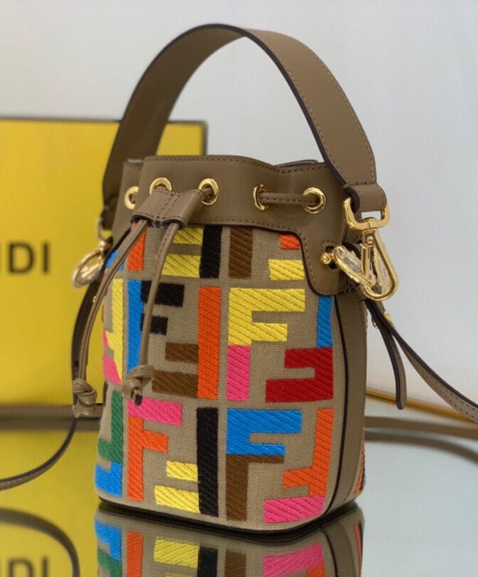 Fendi Mon Tresor Multicolor FF Canvas Mini Bag 8BS010 Polychrome - Image 5