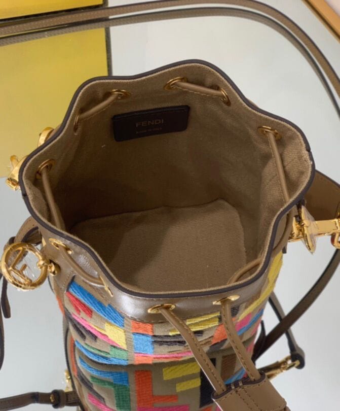 Fendi Mon Tresor Multicolor FF Canvas Mini Bag 8BS010 Polychrome - Image 10