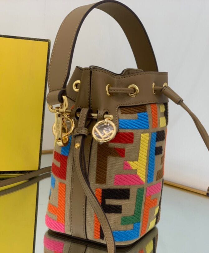 Fendi Mon Tresor Multicolor FF Canvas Mini Bag 8BS010 Polychrome - Image 6