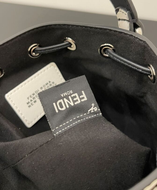 Fendi Mon Tresor Two-tone Printed Leather Fendi Roma Capsule Mini-bag 8BS010 Black - Image 7