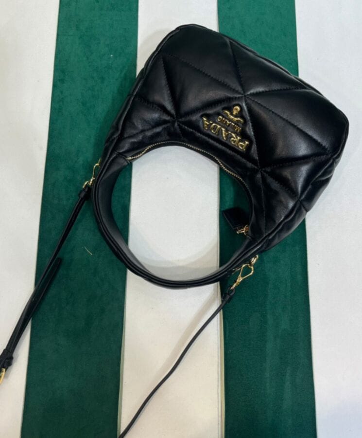 Prada Nappa-leather Mini Bag With Topstitching 1BA384 Black - Image 2