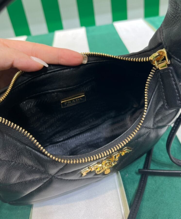 Prada Nappa-leather Mini Bag With Topstitching 1BA384 Black - Image 6