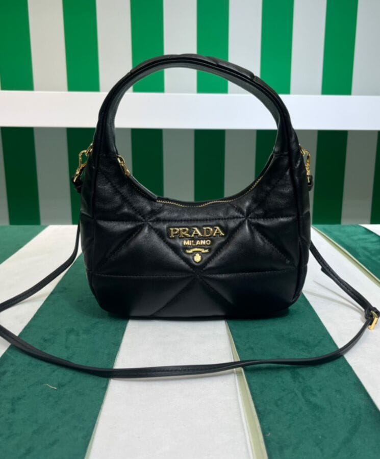 Prada Nappa-leather Mini Bag With Topstitching 1BA384 Black - Image 4
