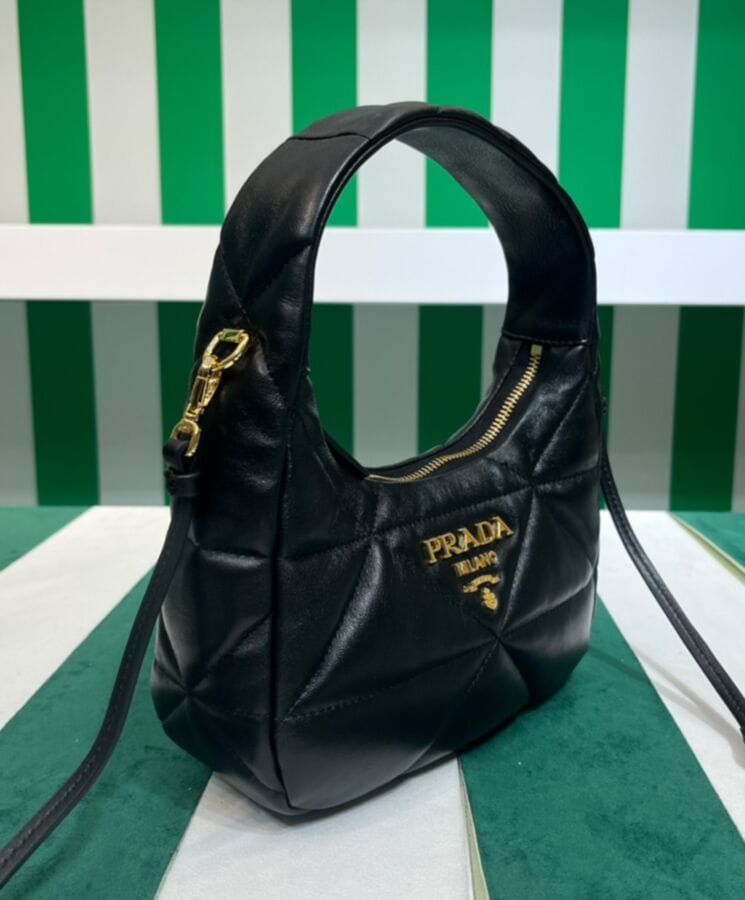 Prada Nappa-leather Mini Bag With Topstitching 1BA384 Black - Image 3