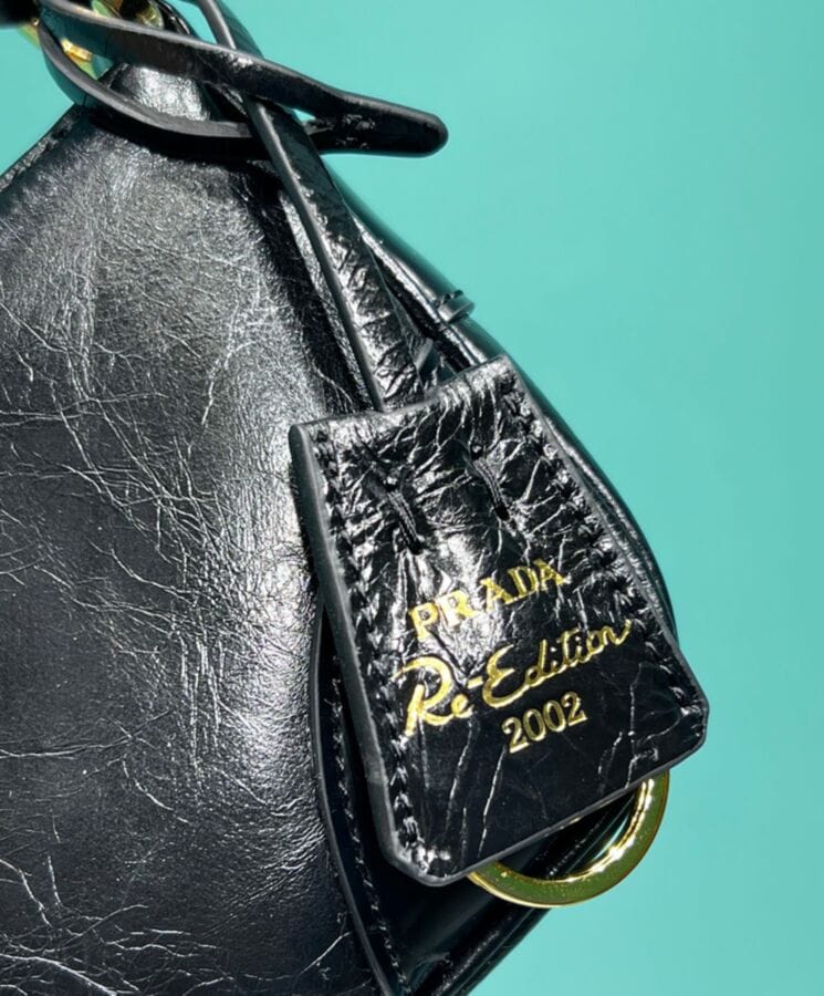 Prada Re-Edition 2002 Small Leather Shoulder Bag 1BC201 Black - Image 2