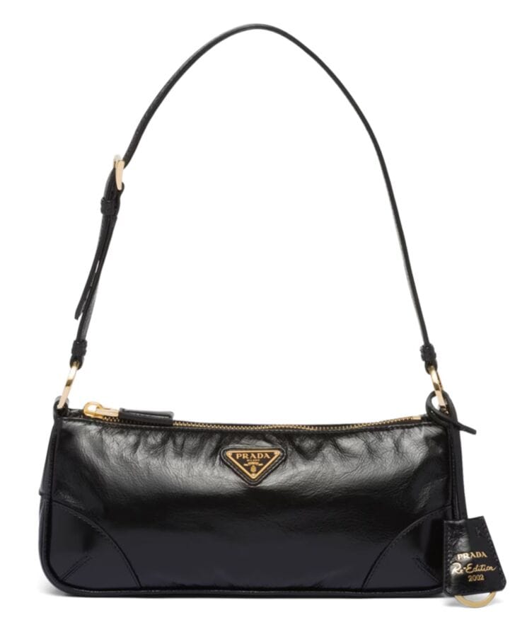 Prada Re-Edition 2002 Small Leather Shoulder Bag 1BC201 Black