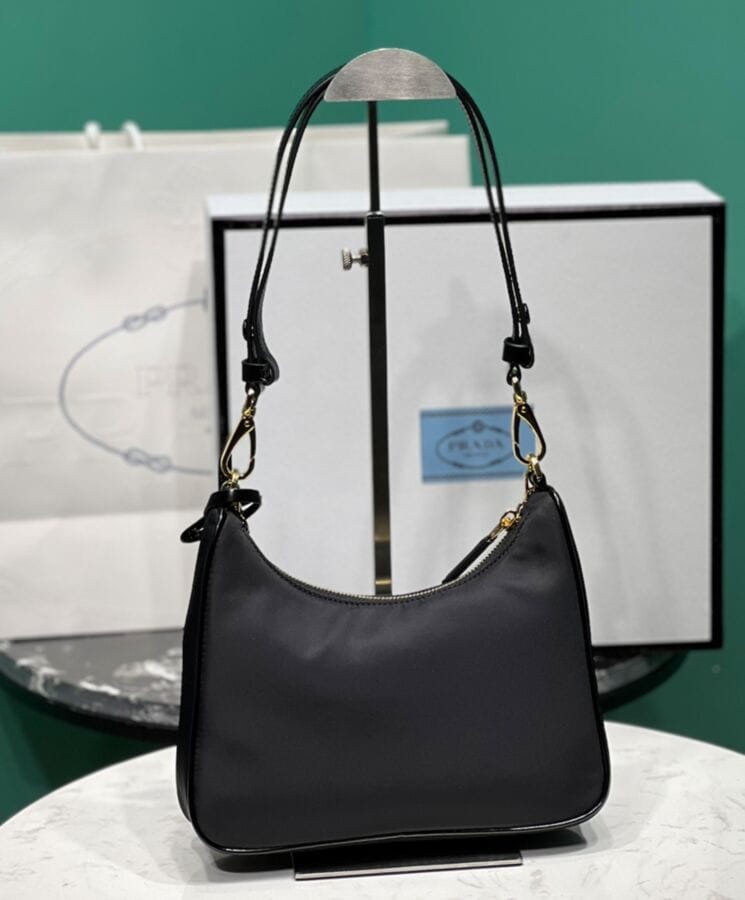 Prada Re-Nylon And Brushed Leather Mini-bag 1BC198 Black - Image 2