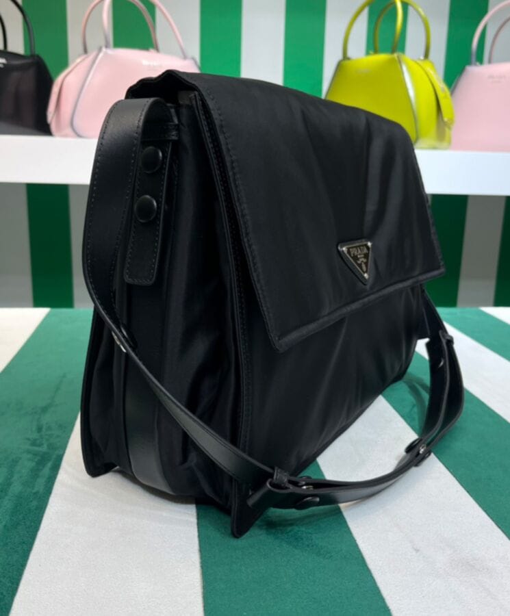 Prada Re-Nylon Large Padded Shoulder Bag 1BD256 Black - Image 2