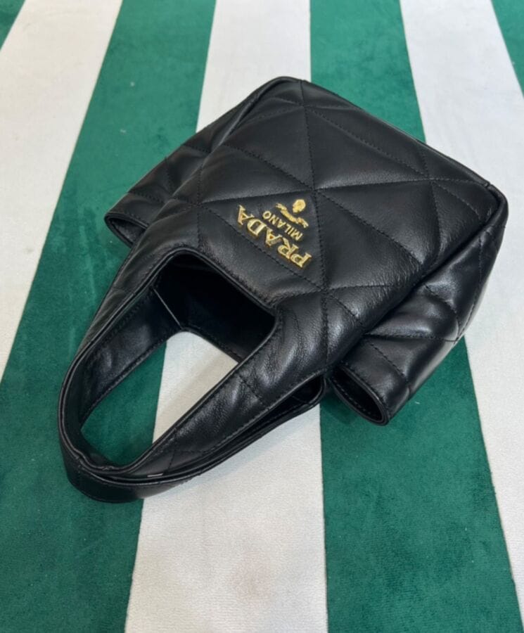 Prada Small Nappa-leather Tote Bag With Topstitching 1BG451 Black - Image 7