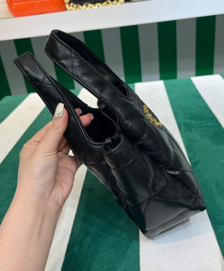 Prada Small Nappa-leather Tote Bag With Topstitching 1BG451 Black - Image 6